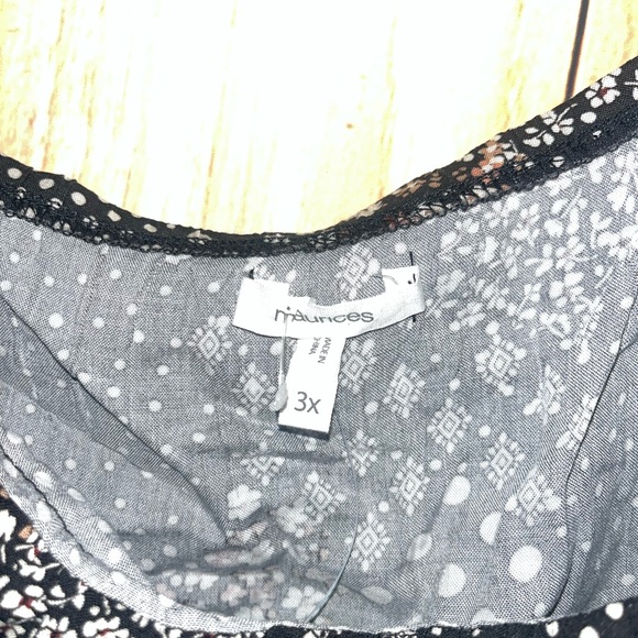 Maurices Plus Size Ruffle Black Tank Top NWT 3XL Floral - Picture 3 of 7